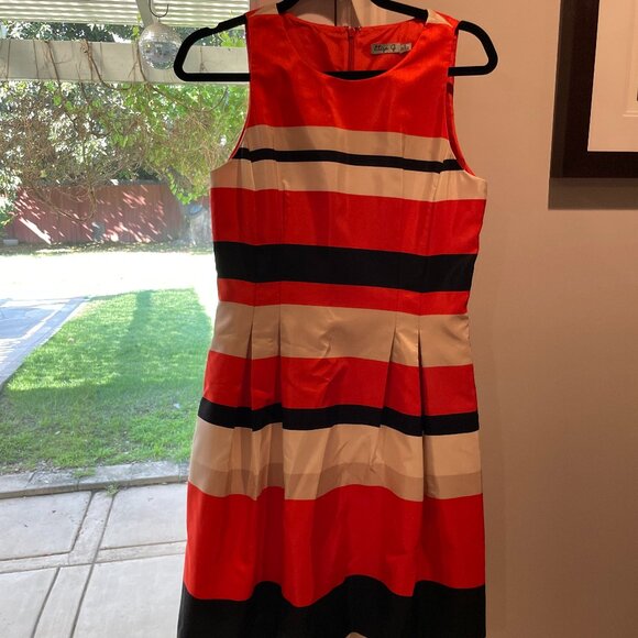 Eliza J Striped Silk Dress Size 8 - Picture 1 of 4